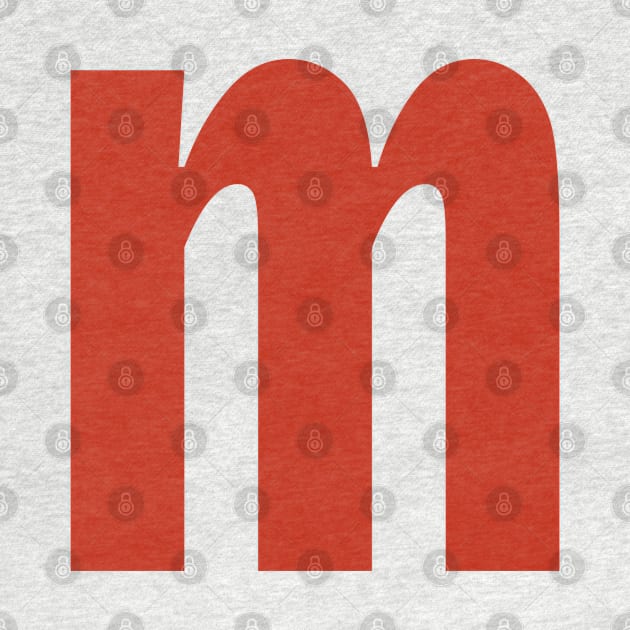 Letter m in Red Text Minimal Typography by ellenhenryart